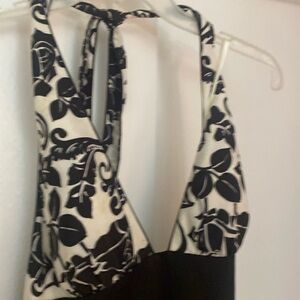 White/Black halter backless dress formal vintage